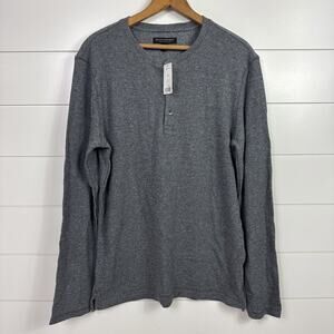Banana Republic Pima Cotton Long Sleeve Henley Shirt Gray sz M